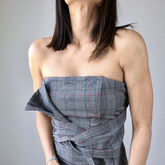 CHICBOMB Dresses & Skirts - Mad for plaid checks strapless midi dress |